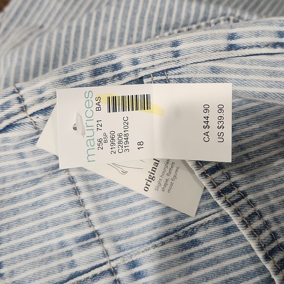 🆕️ m jeans by Maurices Striped Sculptress High Rise A Line 3.5 in Short - Picture 6 of 7